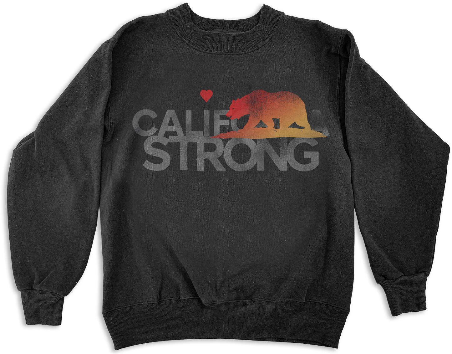 “CALIFORNIA STRONG”  Vintage Black Crew Neck Sweatshirt